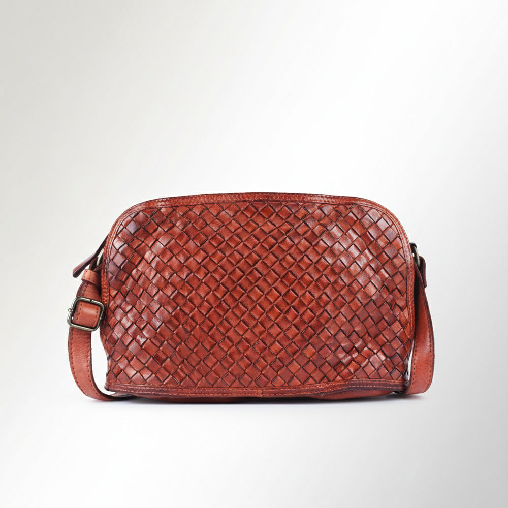 SWC148 Classic Leather Woven Crossbody