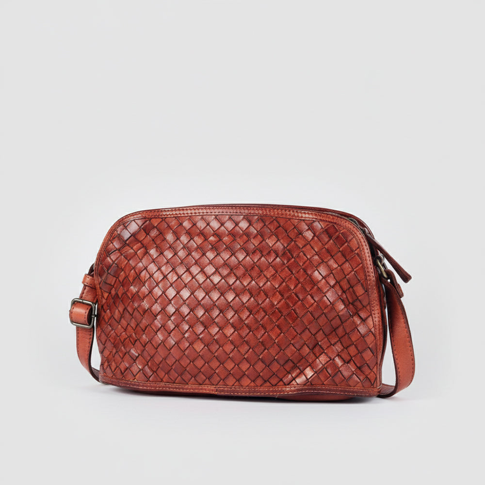 SWC148 Classic Leather Woven Crossbody