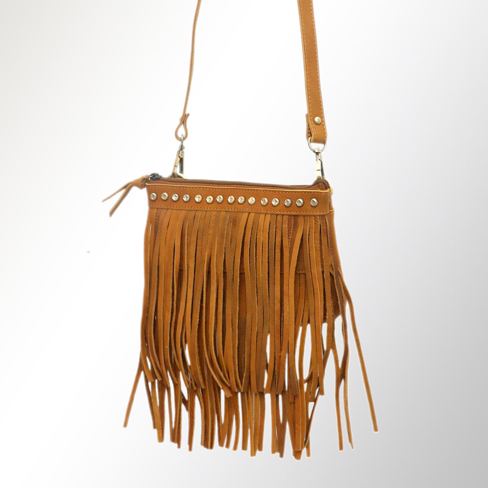 ADBGM244 Western Genuine suede Fringe Crossbody Bag - Studded Leather Festival Purse