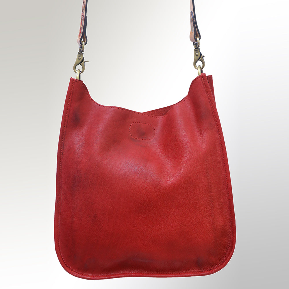 ADBGM245 Leather Hobo Bag - Western Hand-Tooled Strap Purse