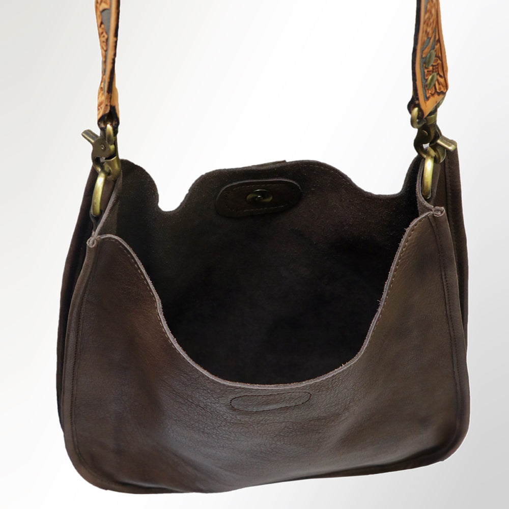 ADBGM245 Leather Hobo Bag - Western Hand-Tooled Strap Purse