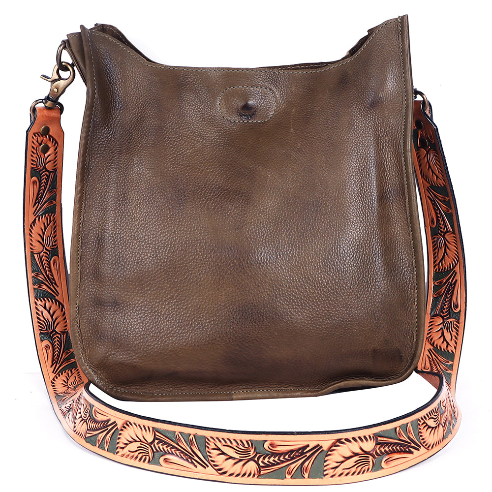 ADBGM245 Leather Hobo Bag - Western Hand-Tooled Strap Purse