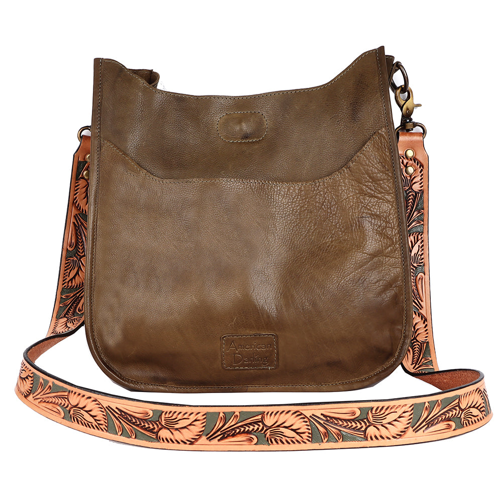 ADBGM245 Leather Hobo Bag - Western Hand-Tooled Strap Purse