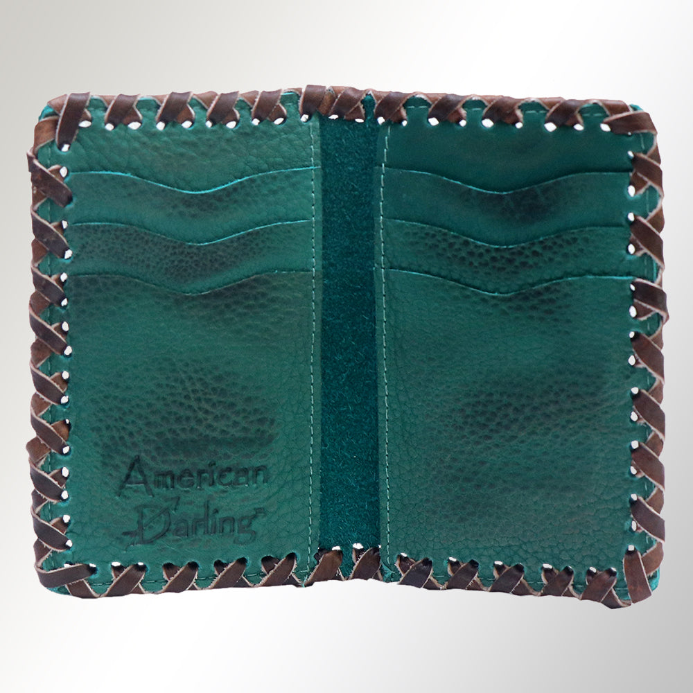 ADBGM246 Leather Whipstitch Wallet - Compact Horizontal Western Card Holder