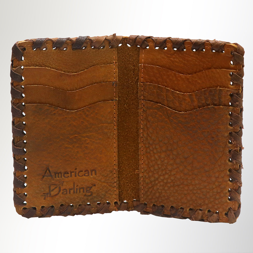 ADBGM246 Leather Whipstitch Wallet - Compact Horizontal Western Card Holder