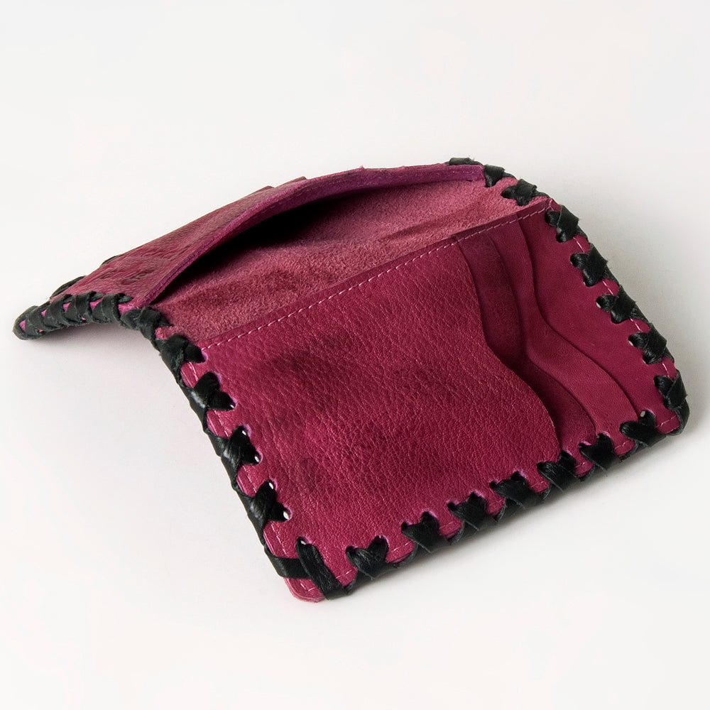 ADBGM246 Leather Whipstitch Wallet - Compact Horizontal Western Card Holder