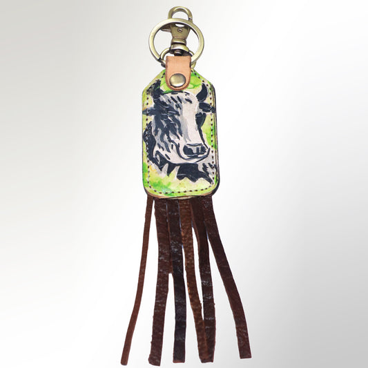 LC-ADKRM103 Hand Tooled Carved Genuine Leather Keyring