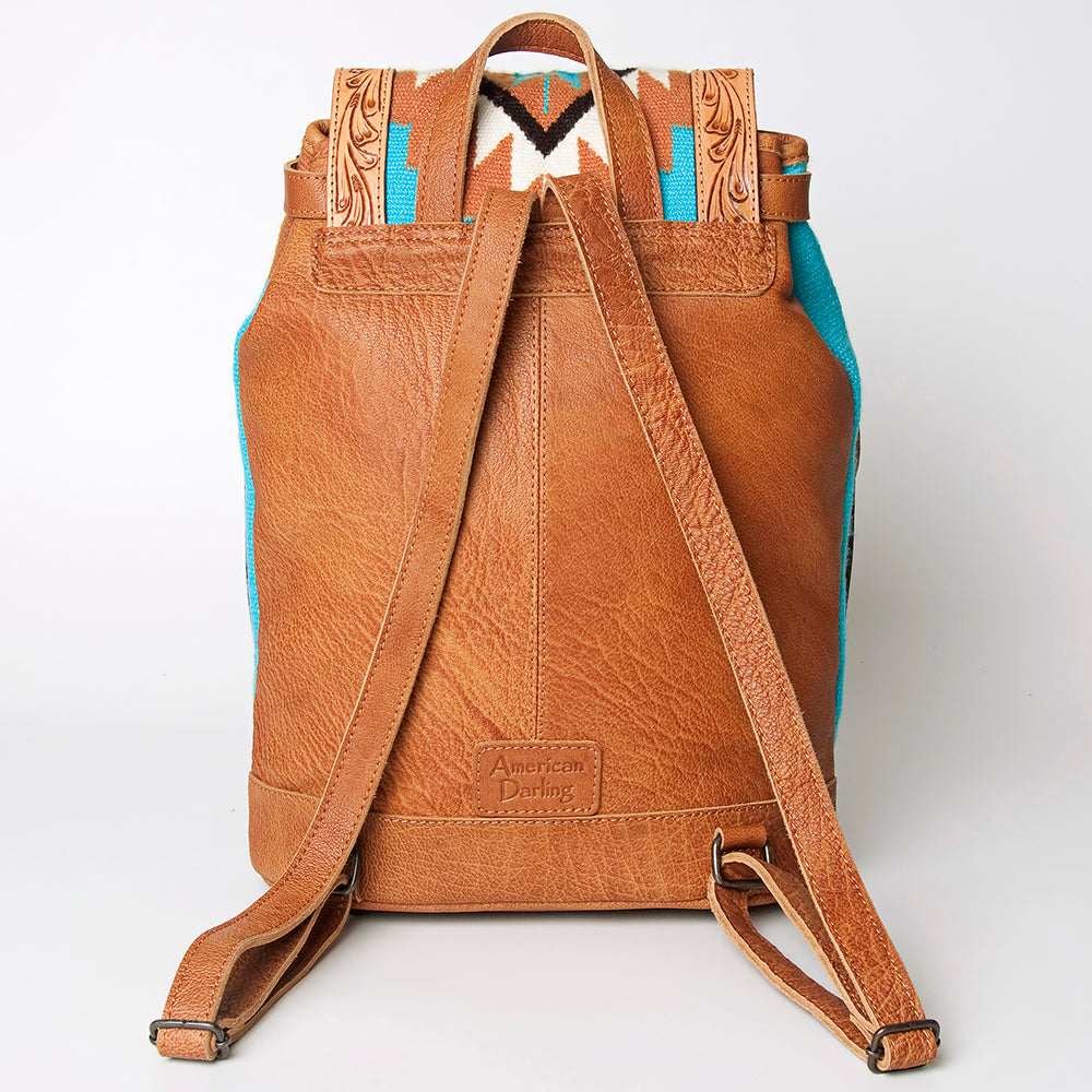 LC-ADBG703 Handwoven Serape Wool & Tooled Leather Western Backpack American Darling