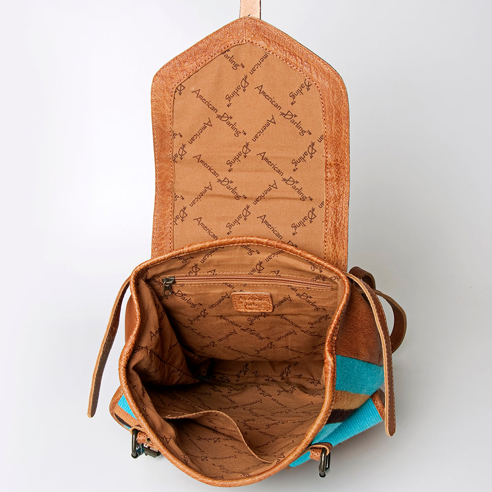 LC-ADBG703 Handwoven Serape Wool & Tooled Leather Western Backpack American Darling