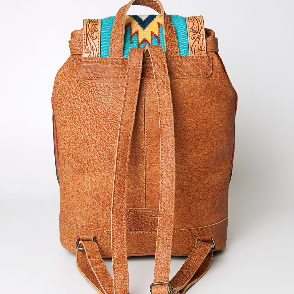 LC-ADBG703 Handwoven Serape Wool & Tooled Leather Western Backpack American Darling