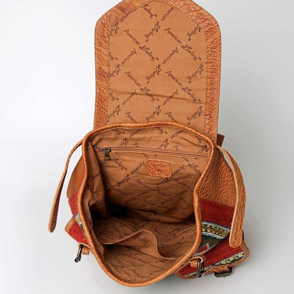 LC-ADBG703 Handwoven Serape Wool & Tooled Leather Western Backpack American Darling
