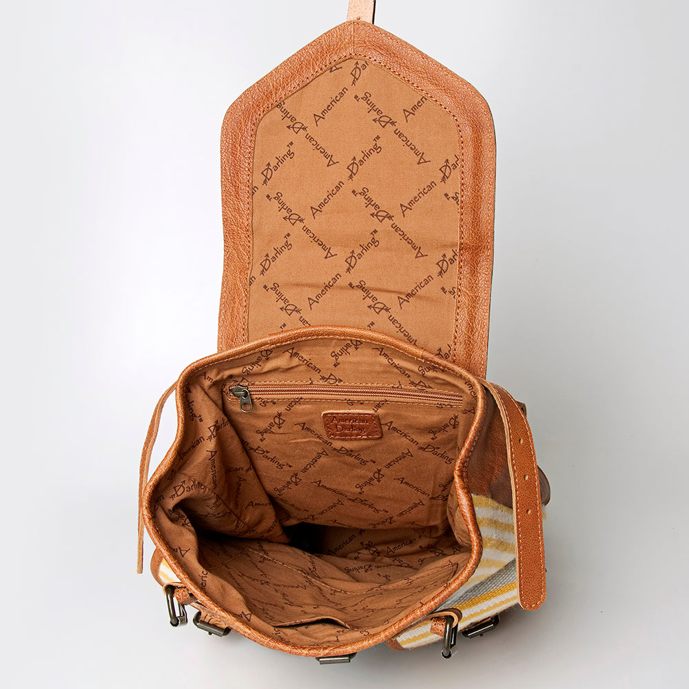 LC-ADBG703 Handwoven Serape Wool & Tooled Leather Western Backpack American Darling