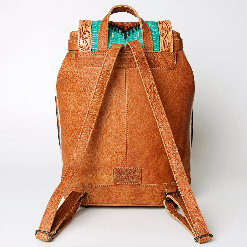 LC-ADBG703 Handwoven Serape Wool & Tooled Leather Western Backpack American Darling
