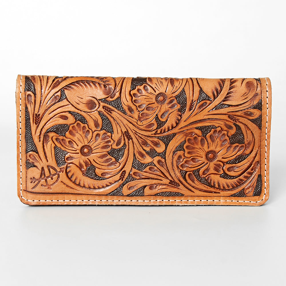 ADBG488 Western Tooled Leather Clutch with Maribel Genuine Cowhide Crossbody Bag by American Darling