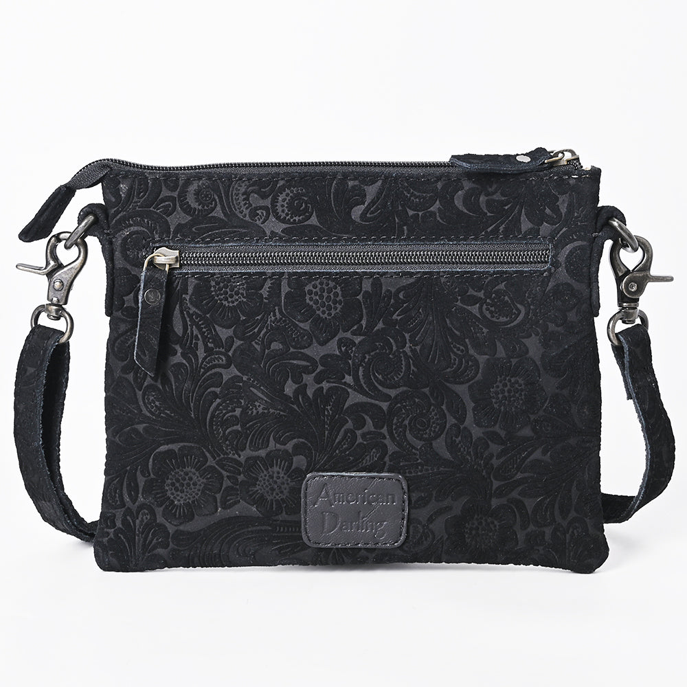 ADBG109 American Darling Hand-Tooled and Floral Embossed Leather Western Crossbody Bag