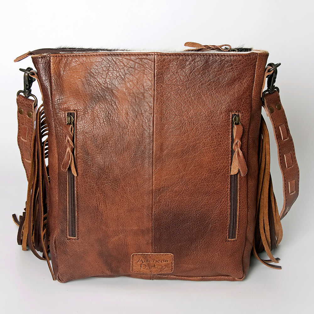 LC-ADBG719 Hair-On Cowhide Crossbody Bag with Leather Fringe
