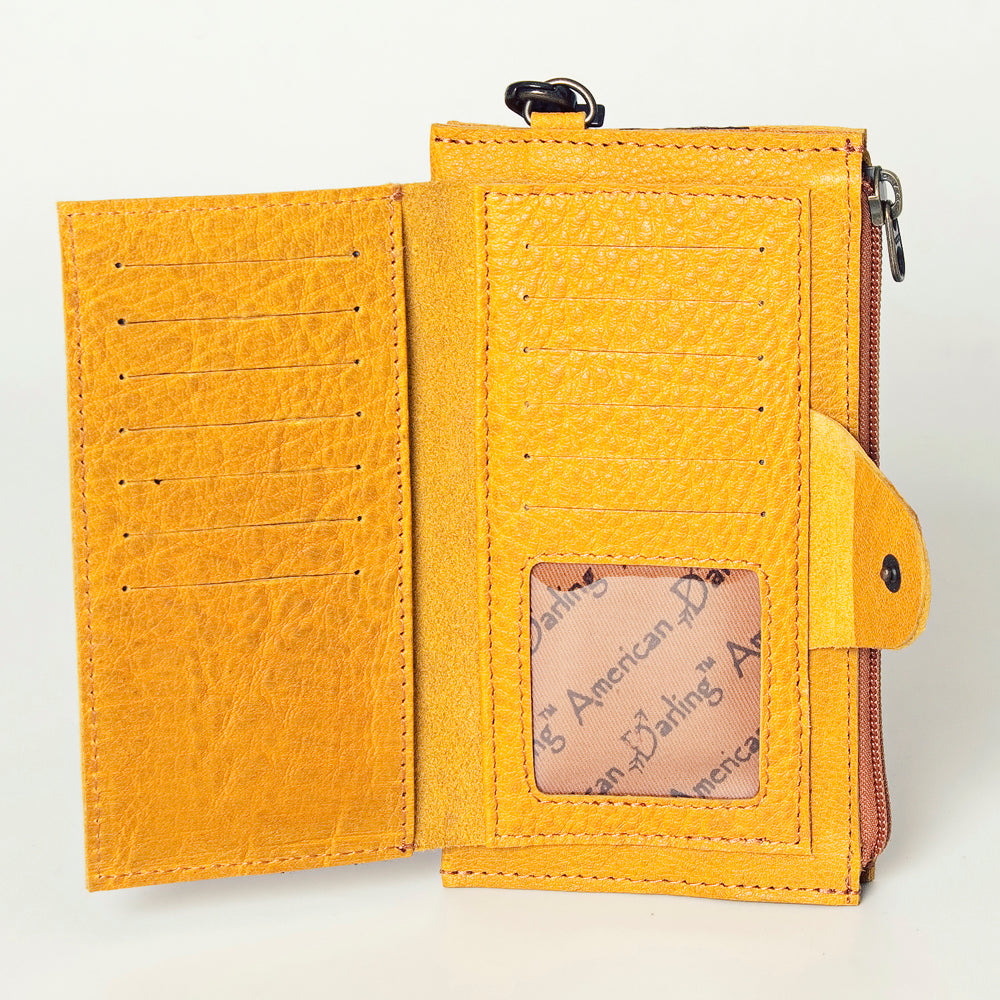 LC-ADBG811 Slim Leather Card Holder Wristlet Western Style Genuine Full Grain Organizer