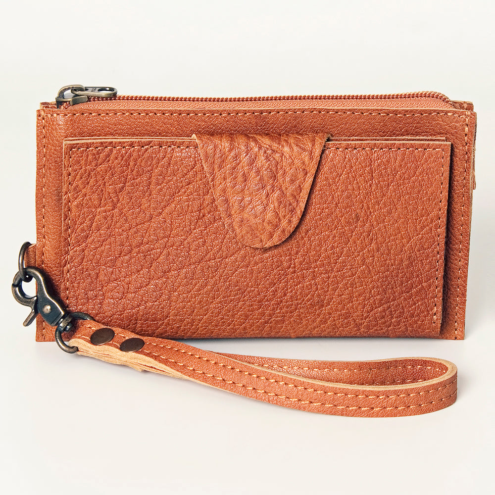 LC-ADBG811 Slim Leather Card Holder Wristlet Western Style Genuine Full Grain Organizer