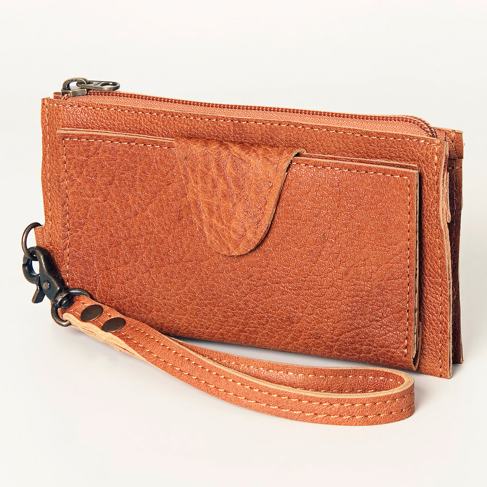 LC-ADBG811 Slim Leather Card Holder Wristlet Western Style Genuine Full Grain Organizer