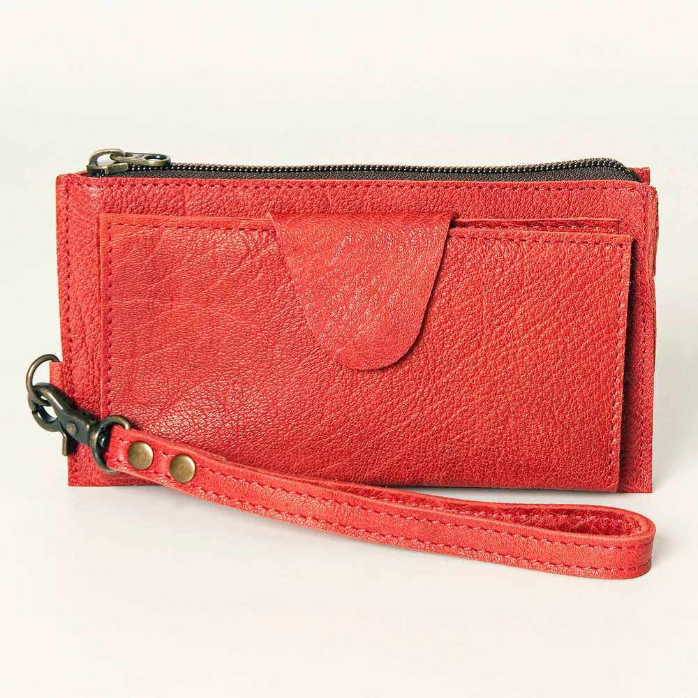 LC-ADBG811 Slim Leather Card Holder Wristlet Western Style Genuine Full Grain Organizer