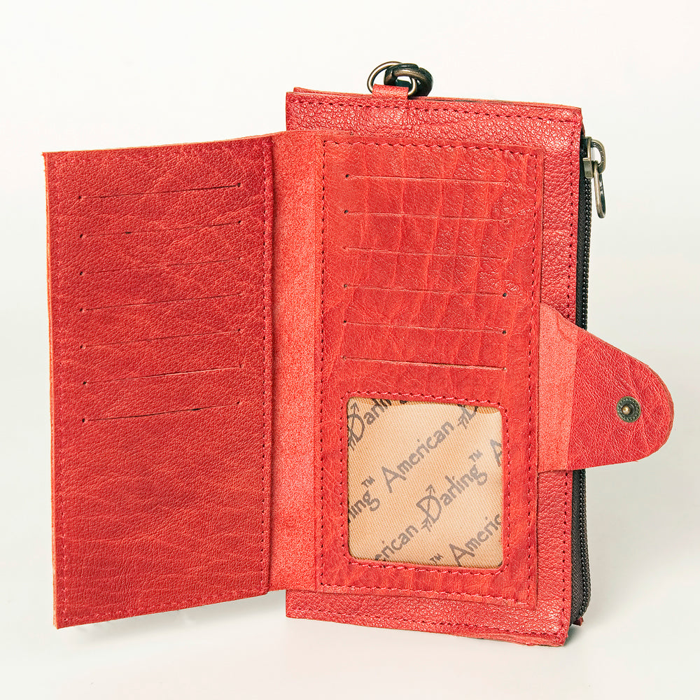 LC-ADBG811 Slim Leather Card Holder Wristlet Western Style Genuine Full Grain Organizer