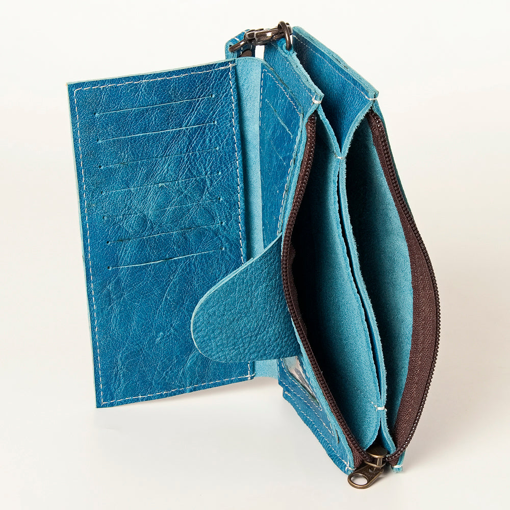 LC-ADBG811 Slim Leather Card Holder Wristlet Western Style Genuine Full Grain Organizer