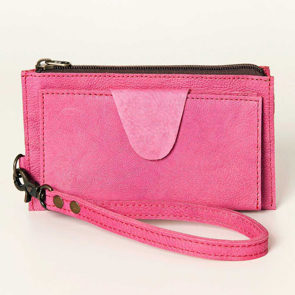 LC-ADBG811H Slim Leather Card Holder Wristlet Western Style Genuine Full Grain Organizer