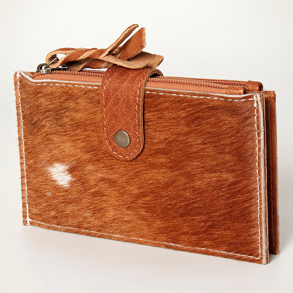 LC-ADBG813 Hair-On Cowhide Card-Holder Bag with Leather Snap Strap