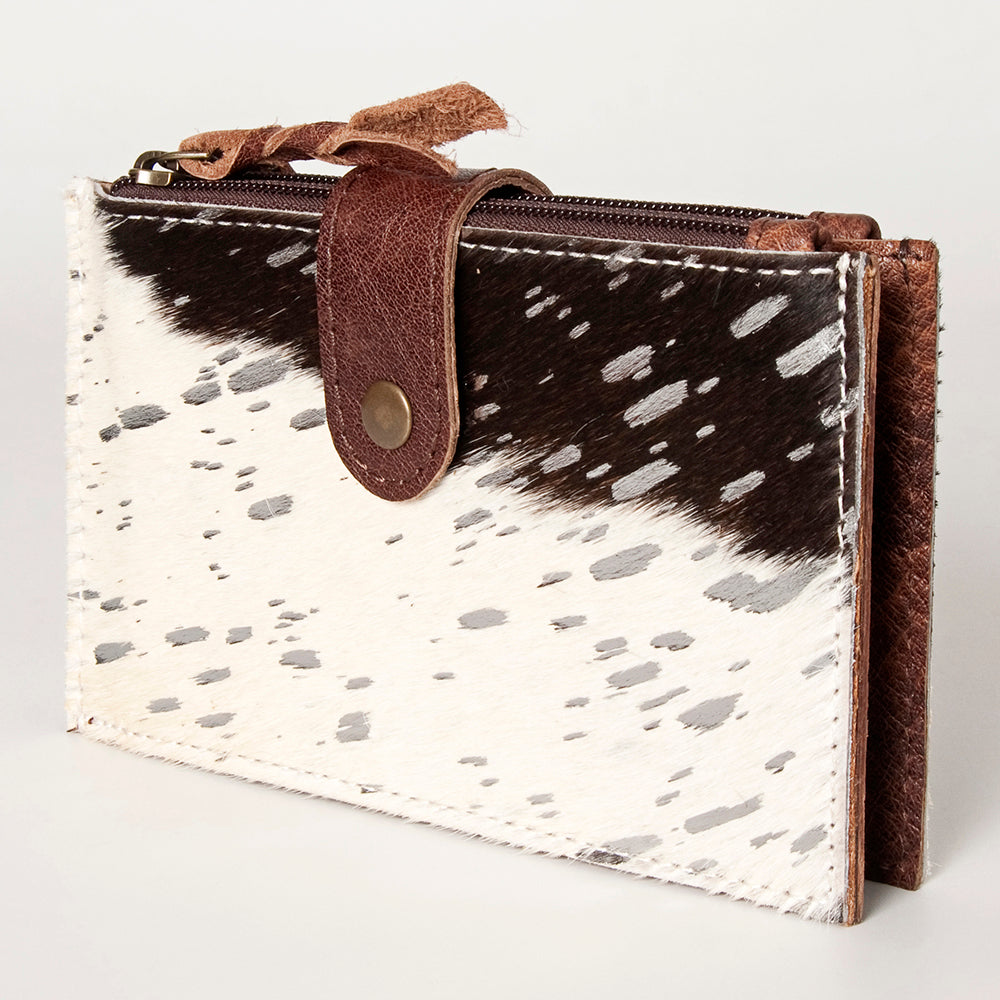 LC-ADBG813 Hair-On Cowhide Card-Holder Bag with Leather Snap Strap
