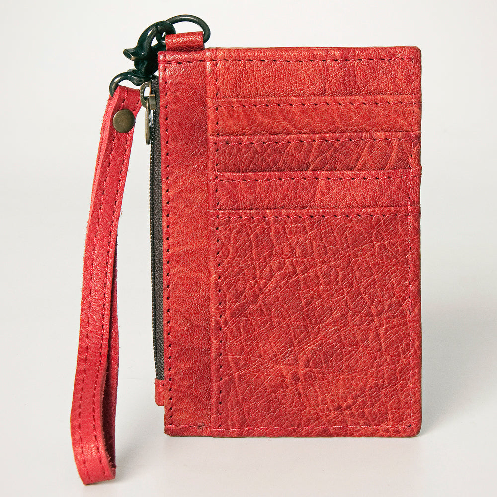 LC-ADBG814 Genuine Leather Slim Card Holder Wallet with Zipper Pocket