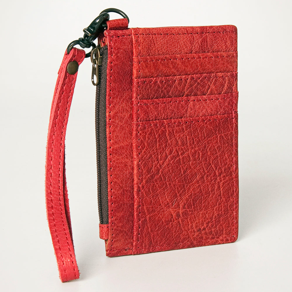 LC-ADBG814 Genuine Leather Slim Card Holder Wallet with Zipper Pocket