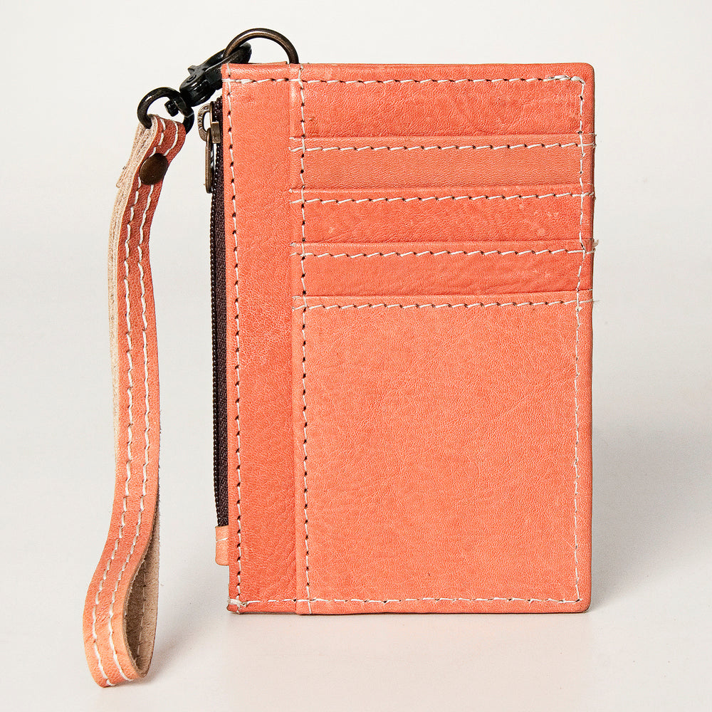 LC-ADBG814 Genuine Leather Slim Card Holder Wallet with Zipper Pocket