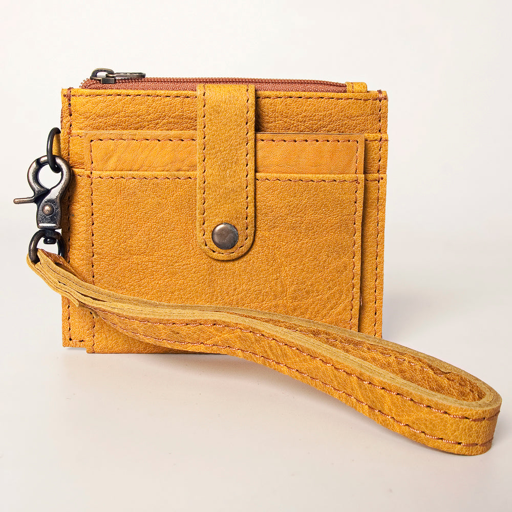 ADBG816 American Darling Genuine Leather Wristlet Card Holder with Snap Tab & Zip Pocket
