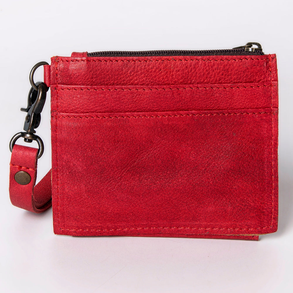 ADBG816 American Darling Genuine Leather Wristlet Card Holder with Snap Tab & Zip Pocket