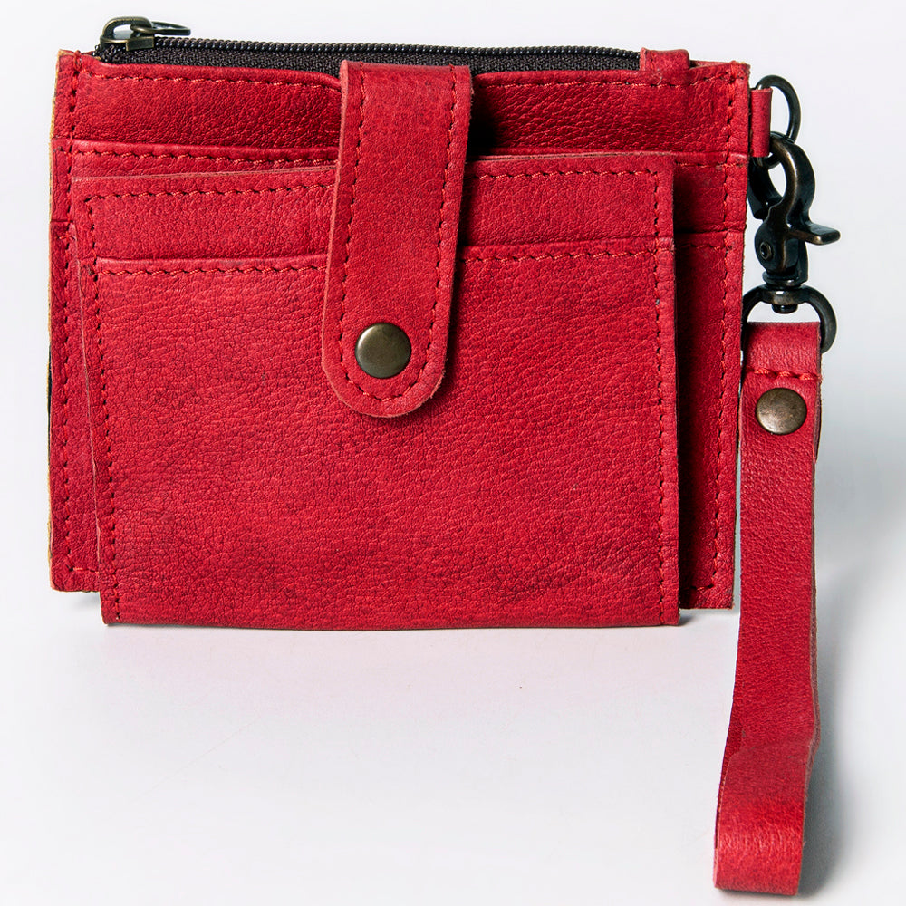 ADBG816 American Darling Genuine Leather Wristlet Card Holder with Snap Tab & Zip Pocket