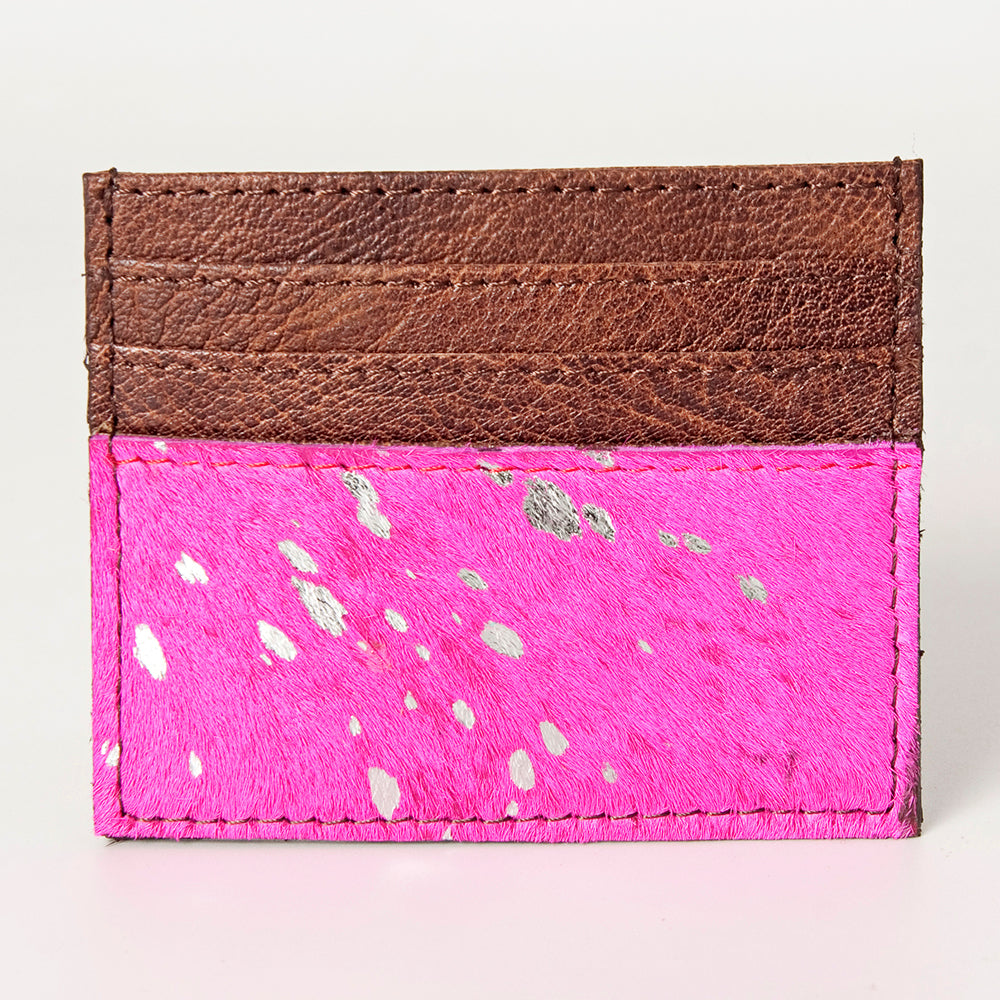 LC-ADBG817 Hair-On Cowhide & Brown Leather Card Holder Wallet