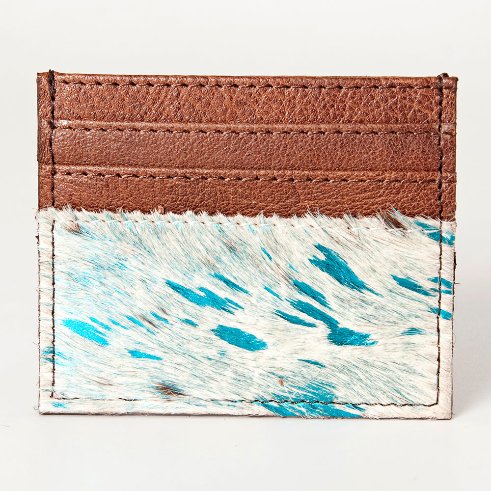 LC-ADBG817 Hair-On Cowhide & Brown Leather Card Holder Wallet