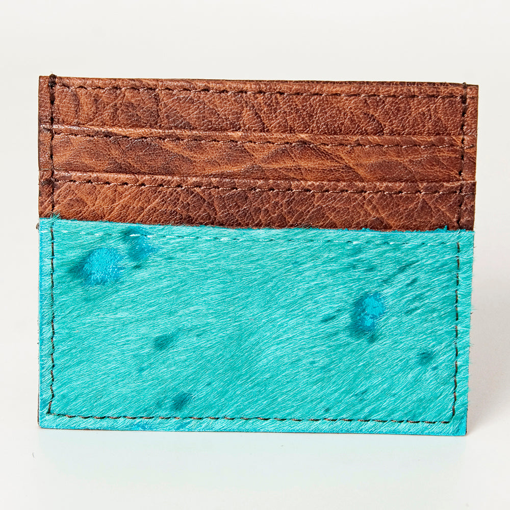 LC-ADBG817 Hair-On Cowhide & Brown Leather Card Holder Wallet