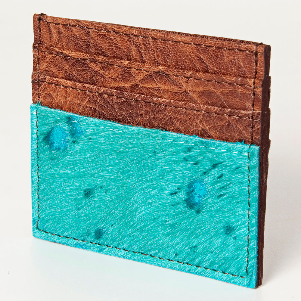 LC-ADBG817 Hair-On Cowhide & Brown Leather Card Holder Wallet