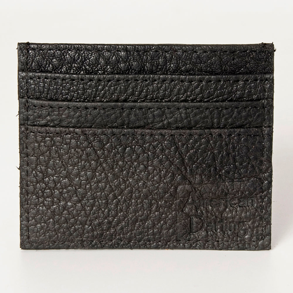 LC-ADBG817D Hair-On Cowhide & Black Genuine Leather Card Holder Wallet