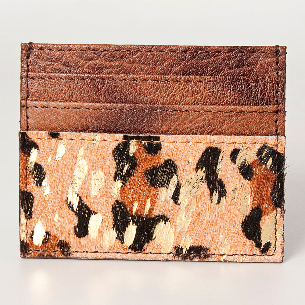ADBG817 Handcrafted Hair on Hide Card Holder Pebbled Leather Western Slim Card Case