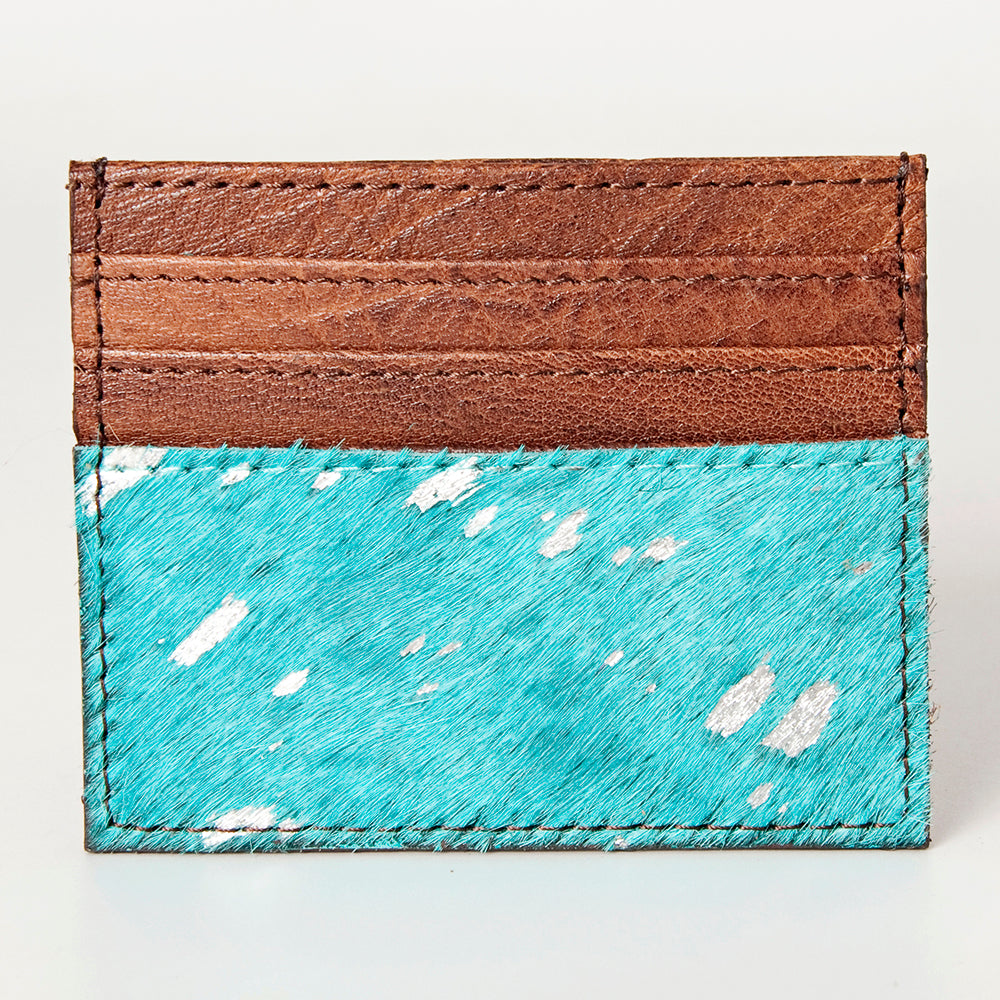 LC-ADBG817 Hair-On Cowhide & Brown Leather Card Holder Wallet