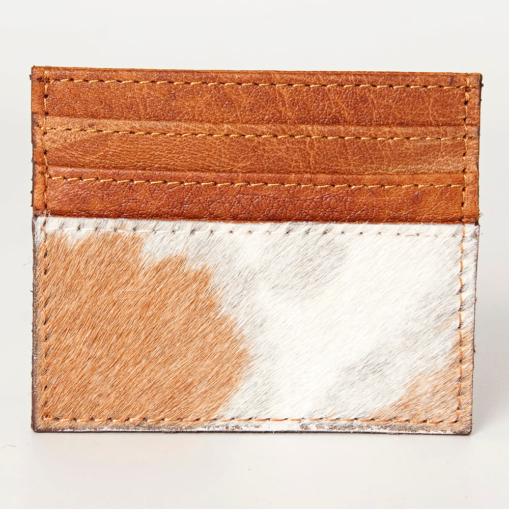 LC-ADBG817 Hair-On Cowhide & Brown Leather Card Holder Wallet