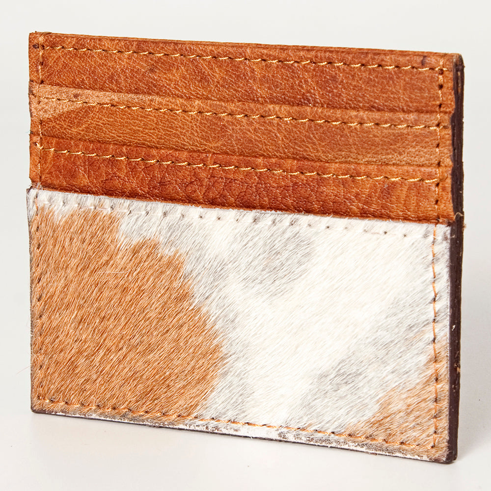 LC-ADBG817 Hair-On Cowhide & Brown Leather Card Holder Wallet