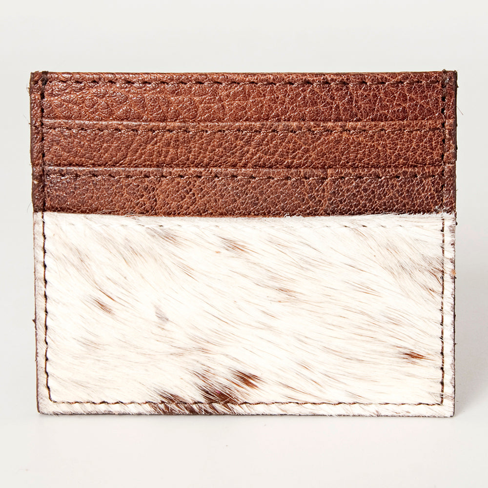 ADBG817 Handcrafted Hair on Hide Card Holder Pebbled Leather Western Slim Card Case