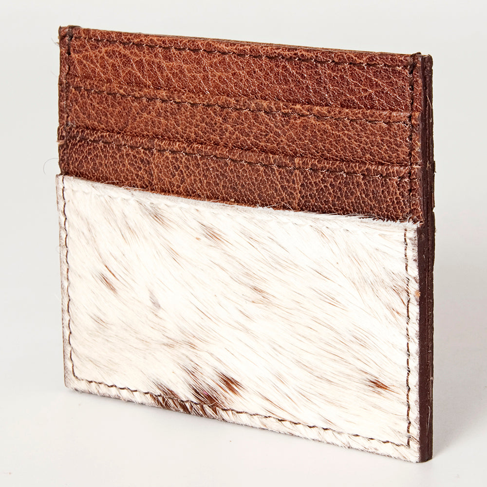 ADBG817 Handcrafted Hair on Hide Card Holder Pebbled Leather Western Slim Card Case