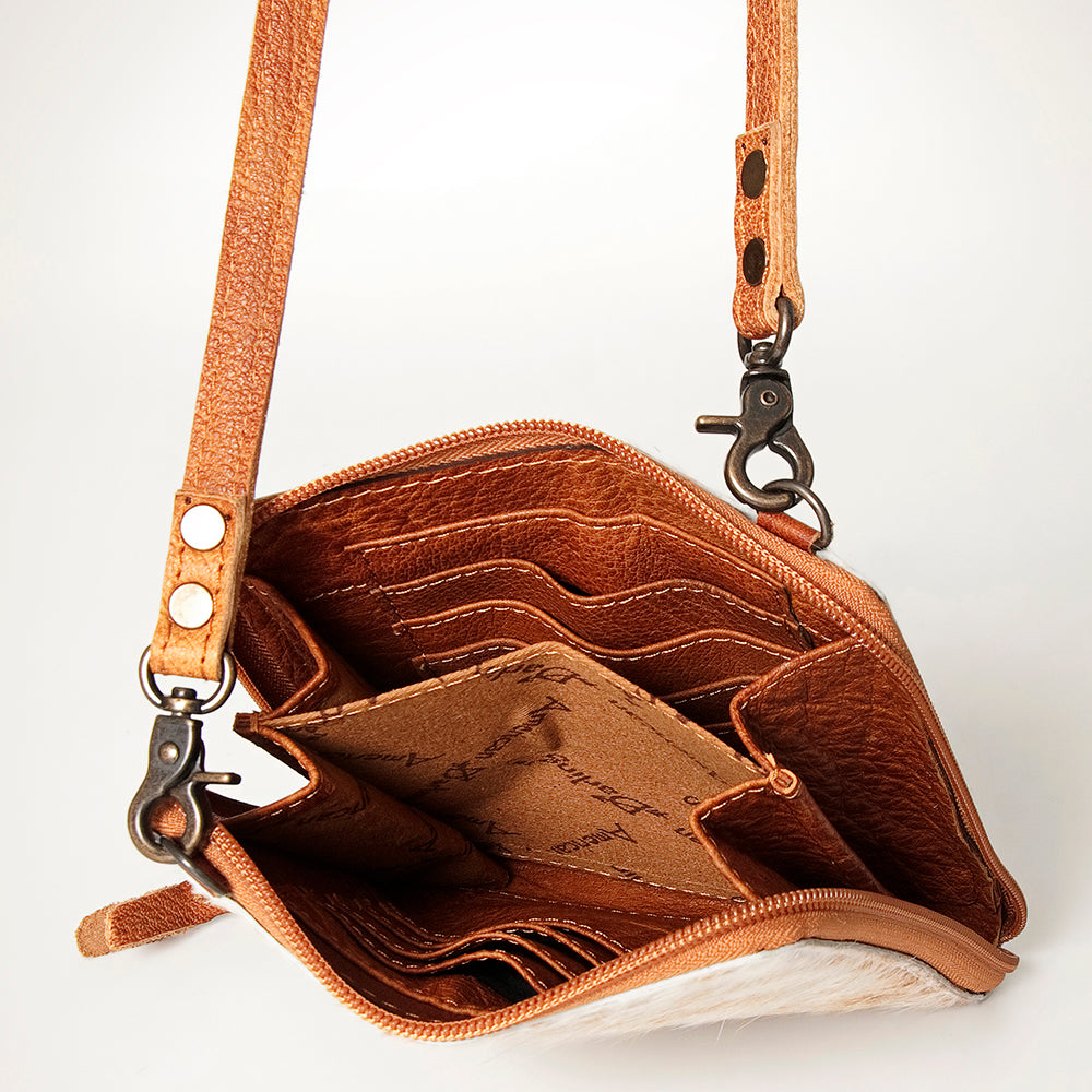 LC-ADBG820 Mini Hair-On Cowhide Crossbody Bag Genuine Leather Western Purse by American Darling