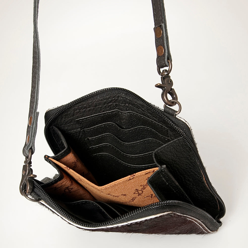 LC-ADBG820 Mini Hair-On Cowhide Crossbody Bag Genuine Leather Western Purse by American Darling