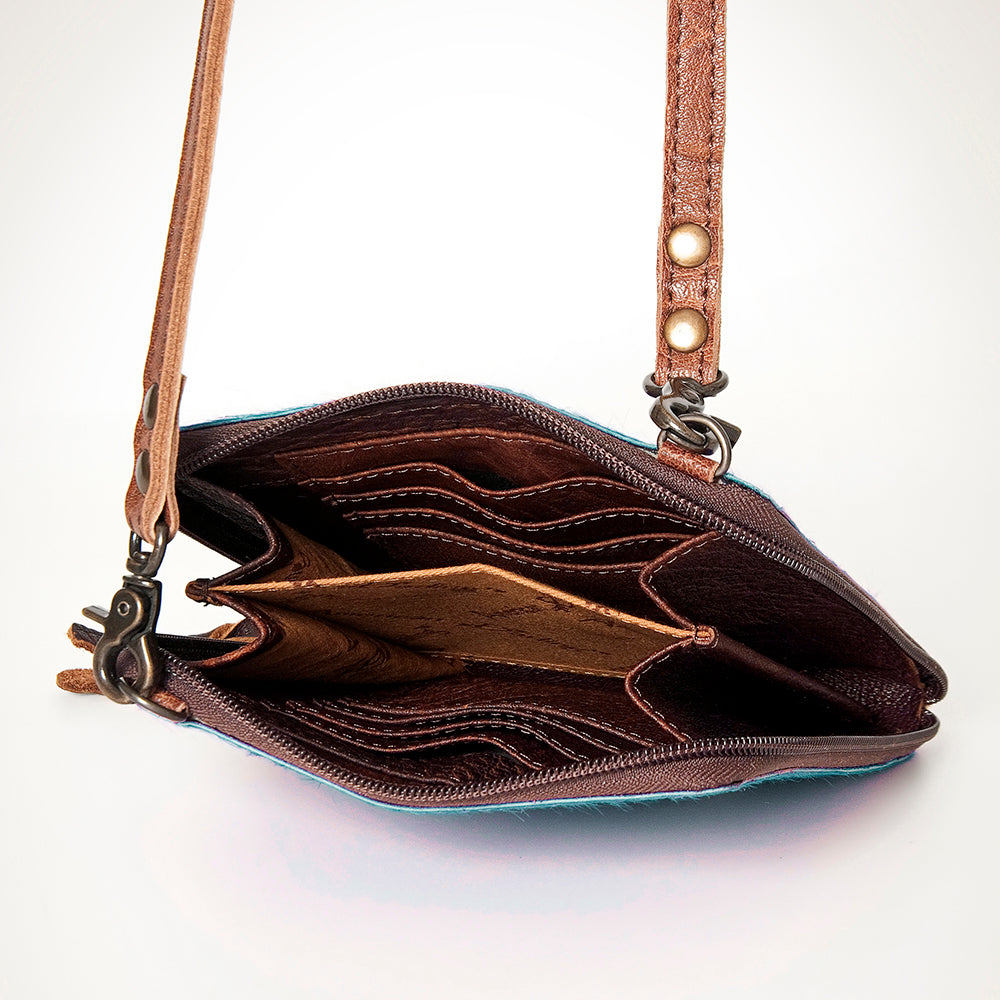 LC-ADBG820 Mini Hair-On Cowhide Crossbody Bag Genuine Leather Western Purse by American Darling