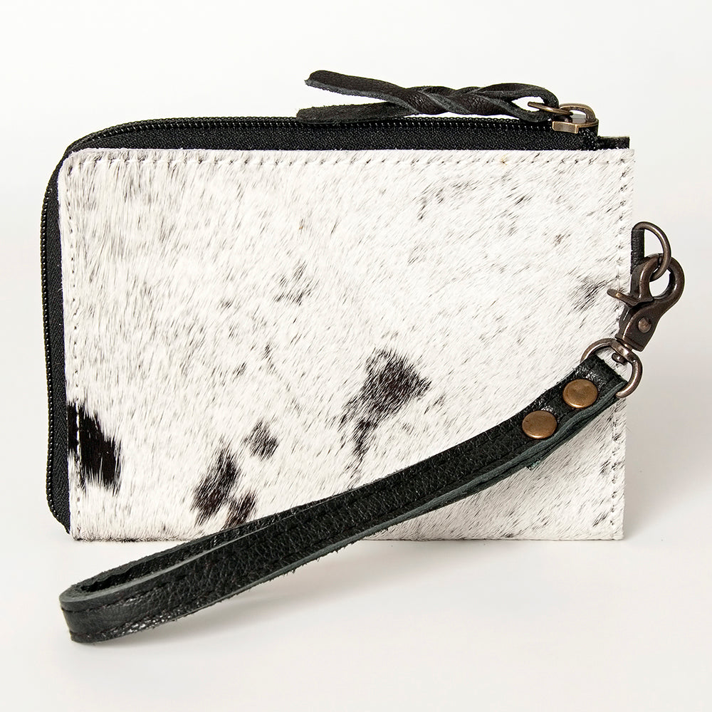 LC-ADBG821 Hair-On Cowhide Leather Coin Purse Western Mini Zip Wallet